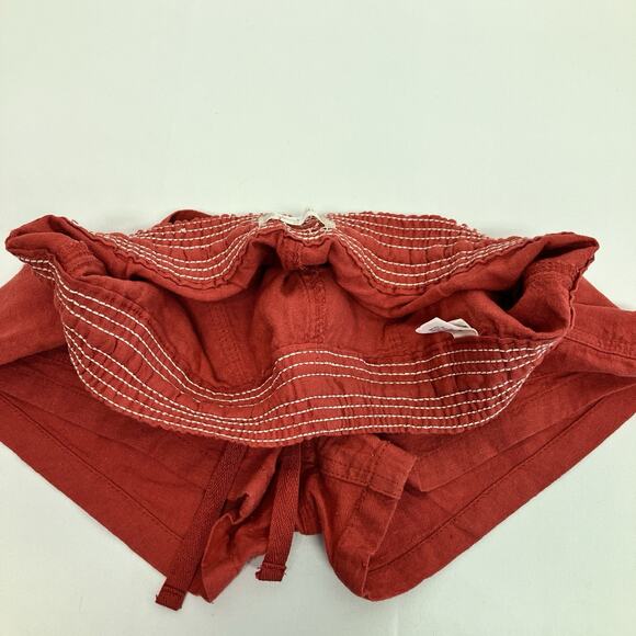 Altar'd State Women’s Linen Rayon Drawstring 3” Paper Bag Shorts Size M Red - Picture 5 of 9